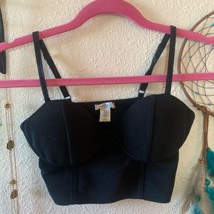 Black padded cropped cami